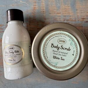 NWT SABON White Tea Body Milk and Scrub Set